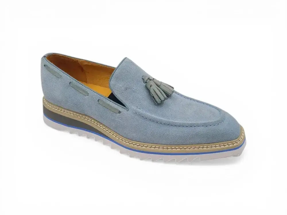 Venetian Suede Loafer with Calfskin Tassel Carrucci