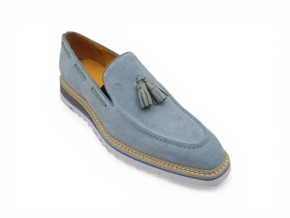 Venetian Suede Loafer with Calfskin Tassel Carrucci