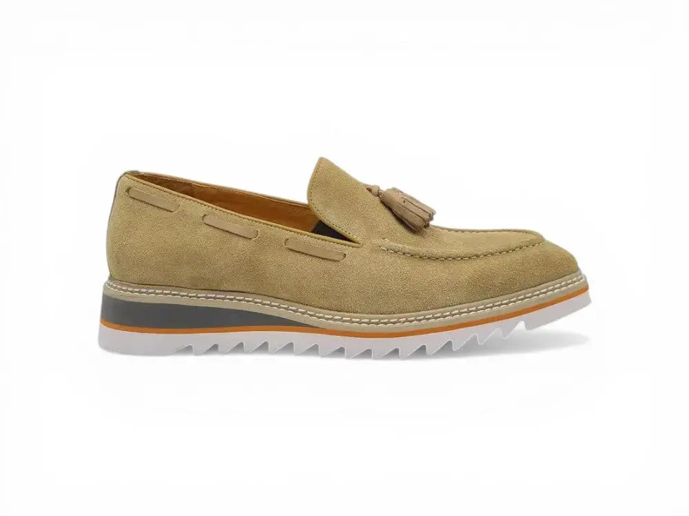 Venetian Suede Loafer with Calfskin Tassel Carrucci