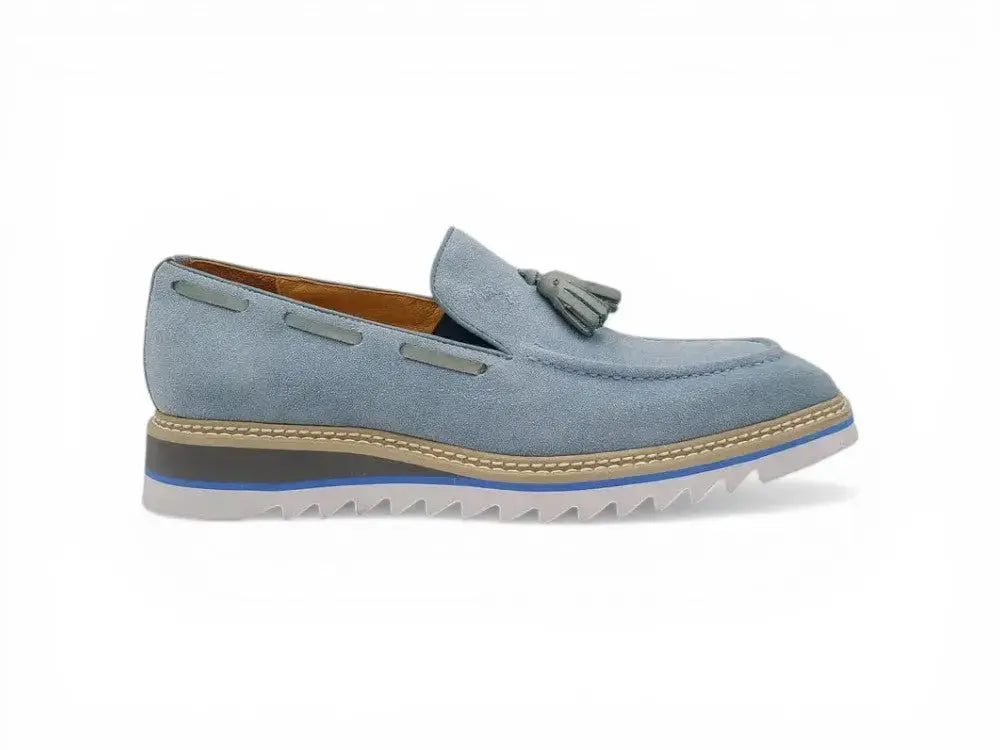 Venetian Suede Loafer with Calfskin Tassel Carrucci