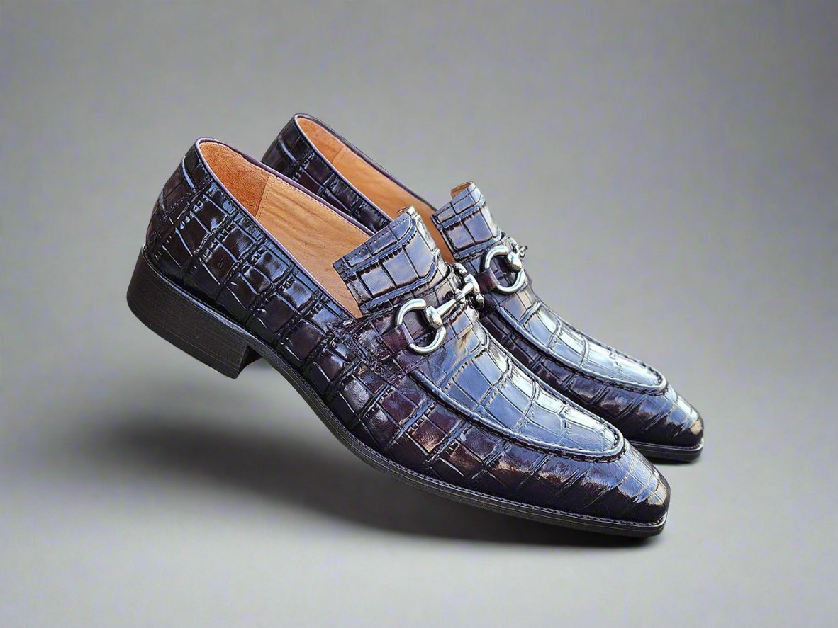 Mocassin à boucle avec cuir gaufré Gator