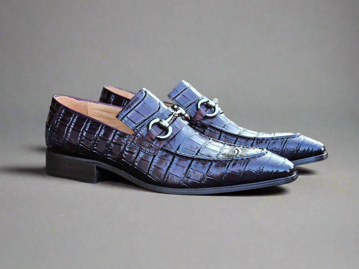 Mocassin à boucle avec cuir gaufré Gator