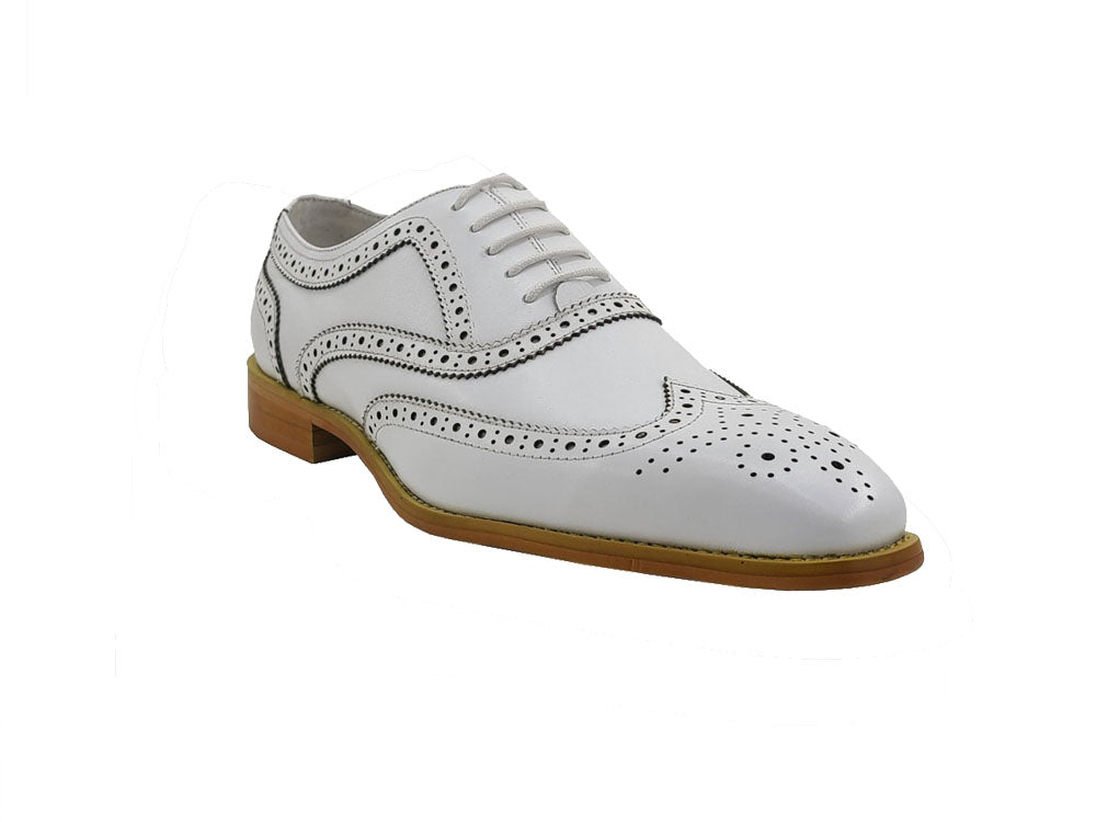 Men White Wingtip Brogue Shoes KS509-25