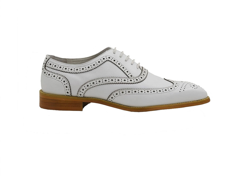 Men White Wingtip Brogue Shoes KS509-25