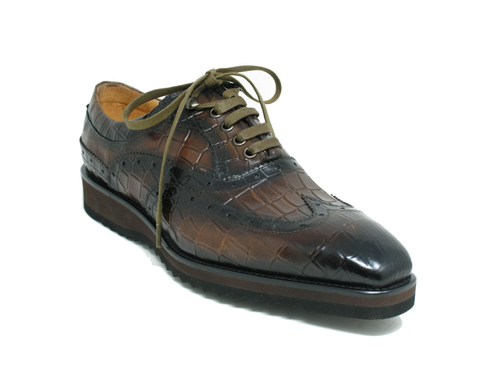 Embossed Leather Patina Oxford